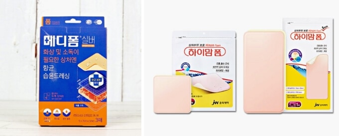 화상 입었을때 꼭 사용해야 하는 화상 연고 5가지, 화상 연고 없을 때는 이렇게 하세요! 7 폼 형태의 습윤밴드(메디폼, 하이맘폼)